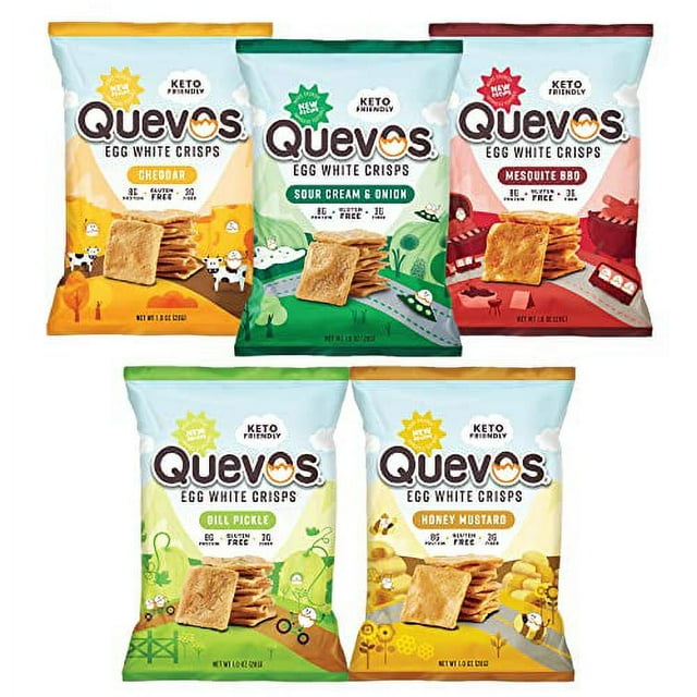 Quevos Egg White Chips Original Low Carb Egg Crisps, Crunchy