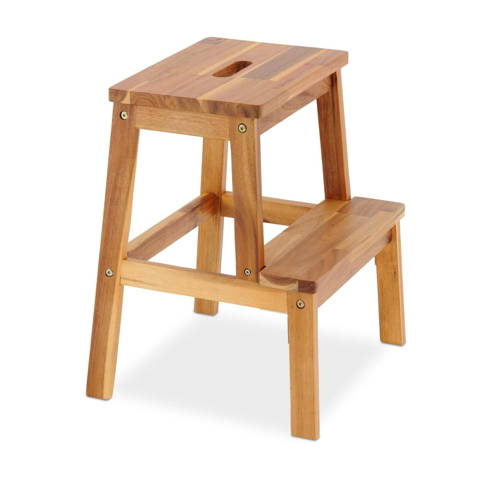 Quexis 2 Step Stool Wood, Wooden Step Stools for Adults & Kids 350 lbs