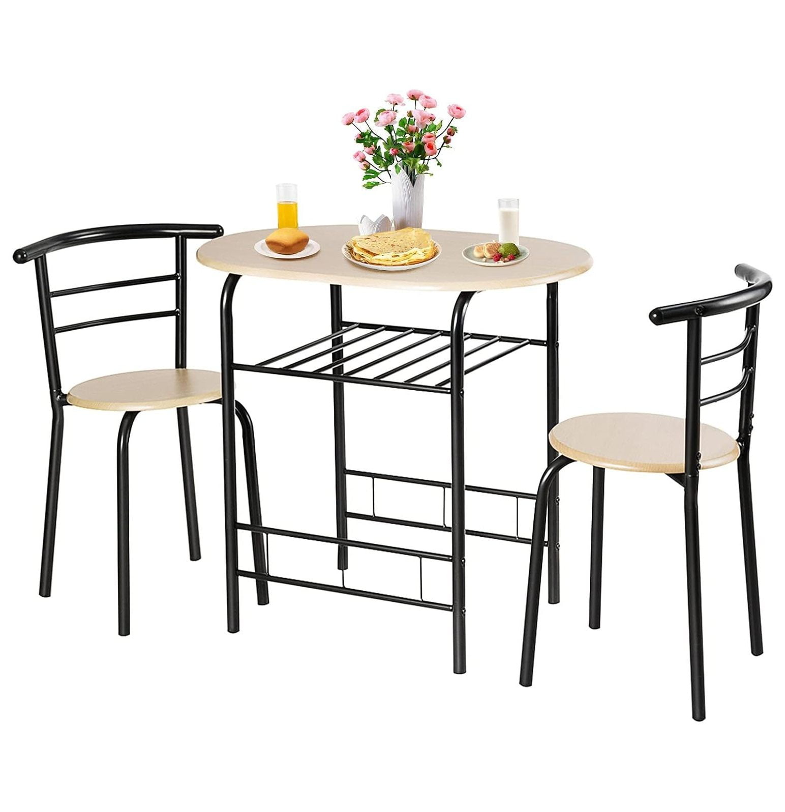 Quexis 3 Piece Dining Table Set for 2, Modern Round Table Set with 2