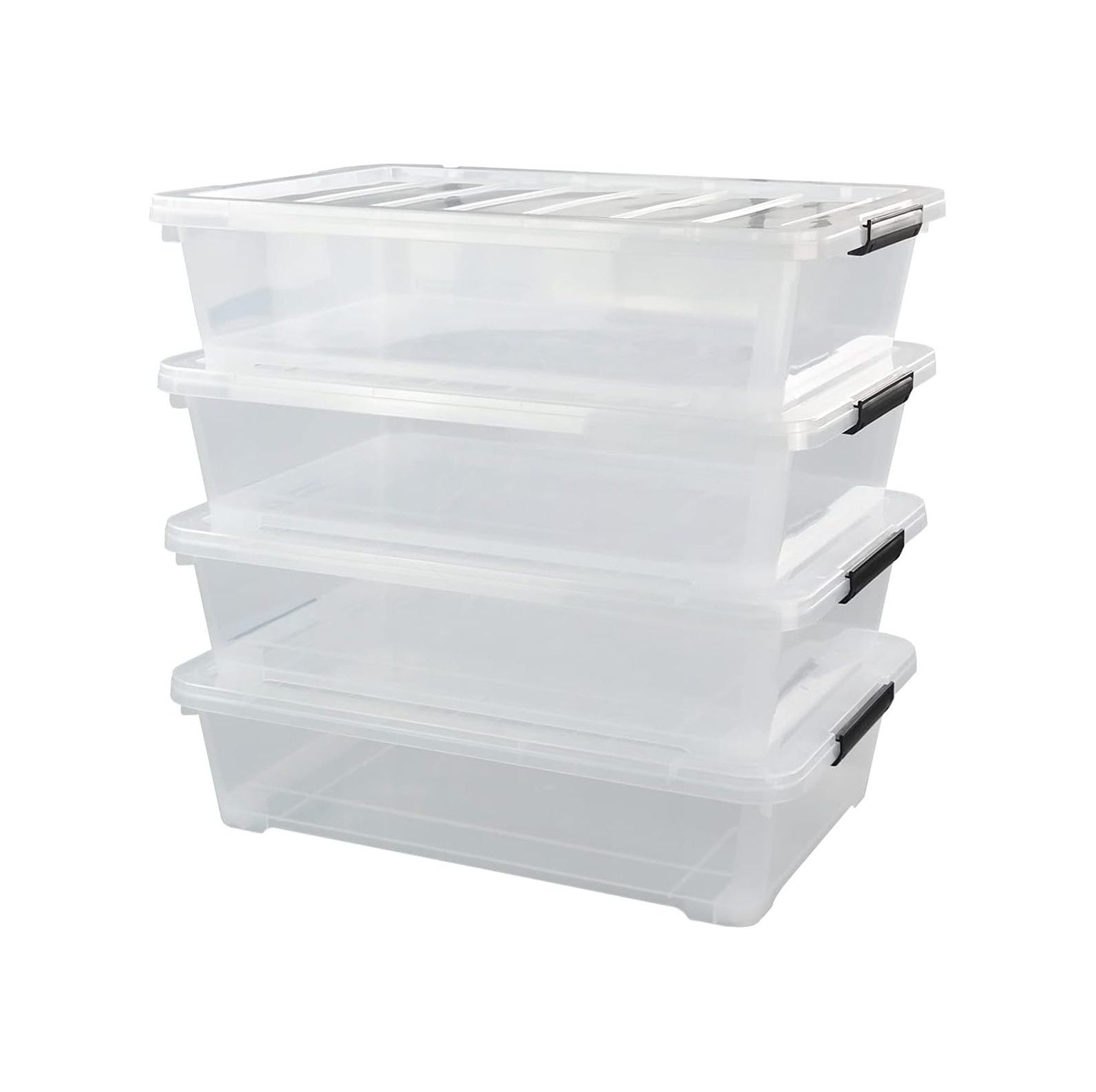 Quexis 4Pack 40 Quart Large Plastic Under Bed Storage Bin, Underbed