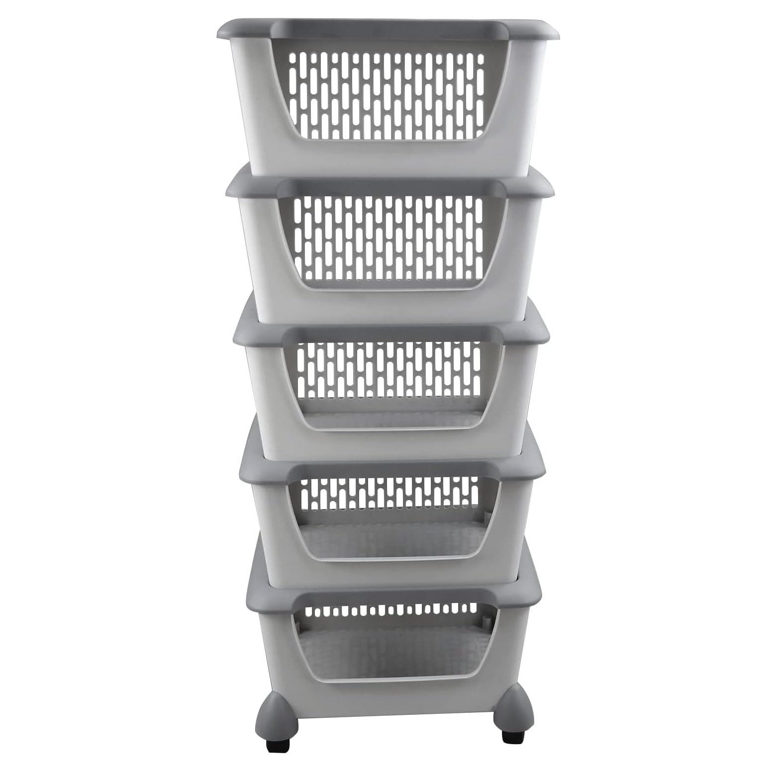 Quexis 5Pack Plastic Stackable Storage Basket with Lids, Stacking