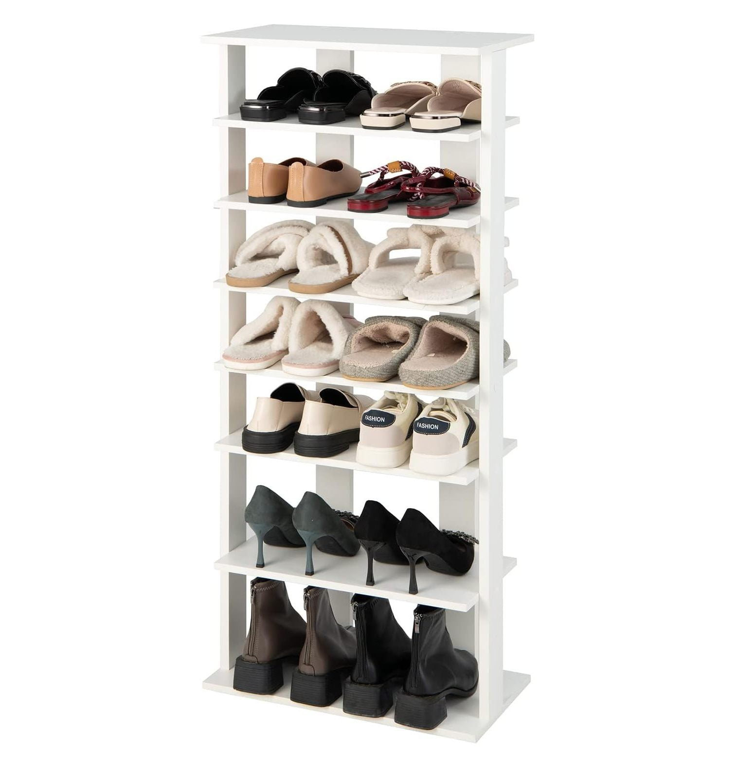 Quexis 7 Tiers Shoe Rack, Double Rows Vertical Tall Narrow Shoe