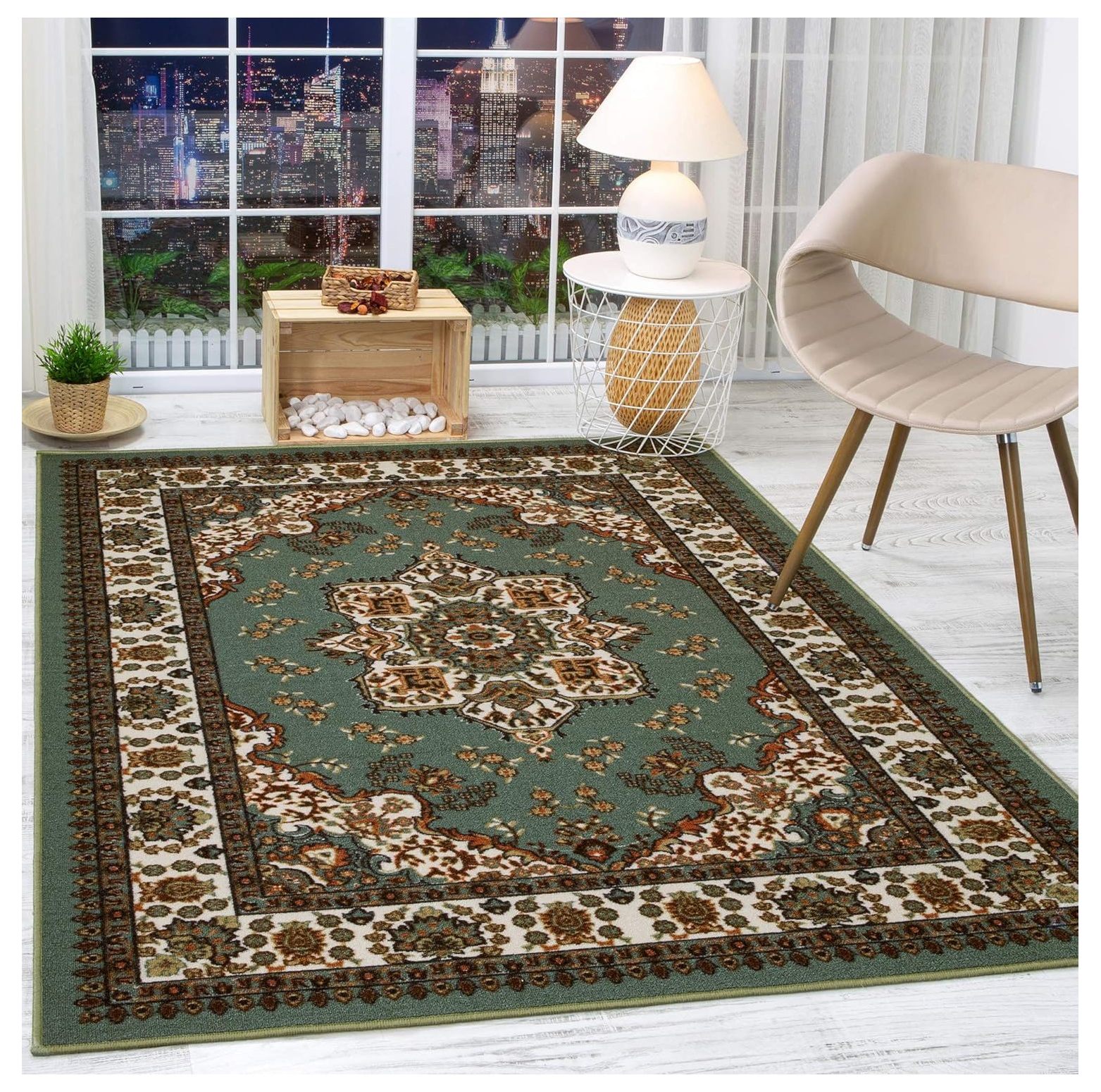 Quexis Alfombras Oriental Traditional 8x10 NonSkid (NonSlip) Low