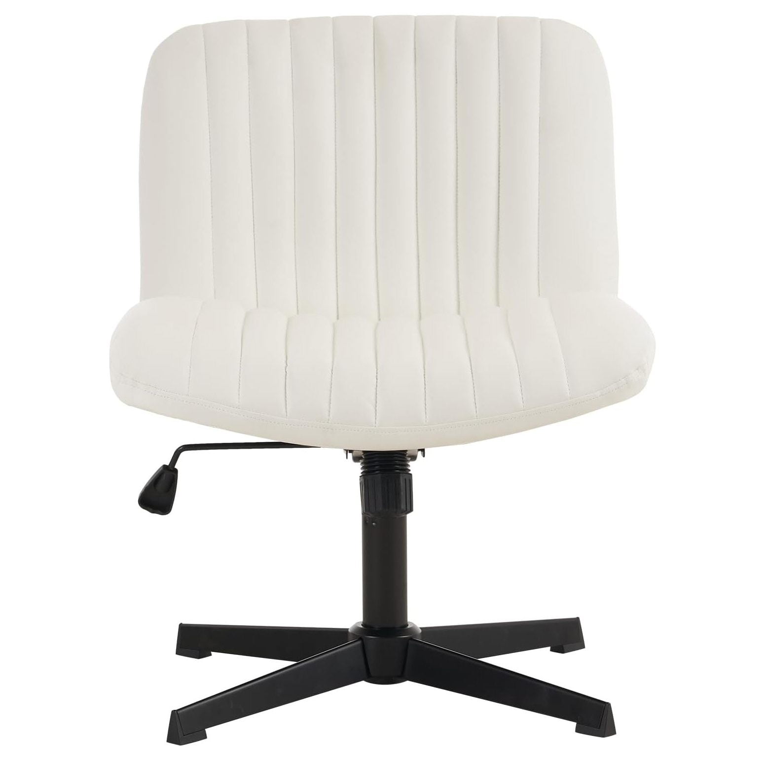 Quexis Armless Office Desk Chair No Wheels, Wide Faux Leather Cross