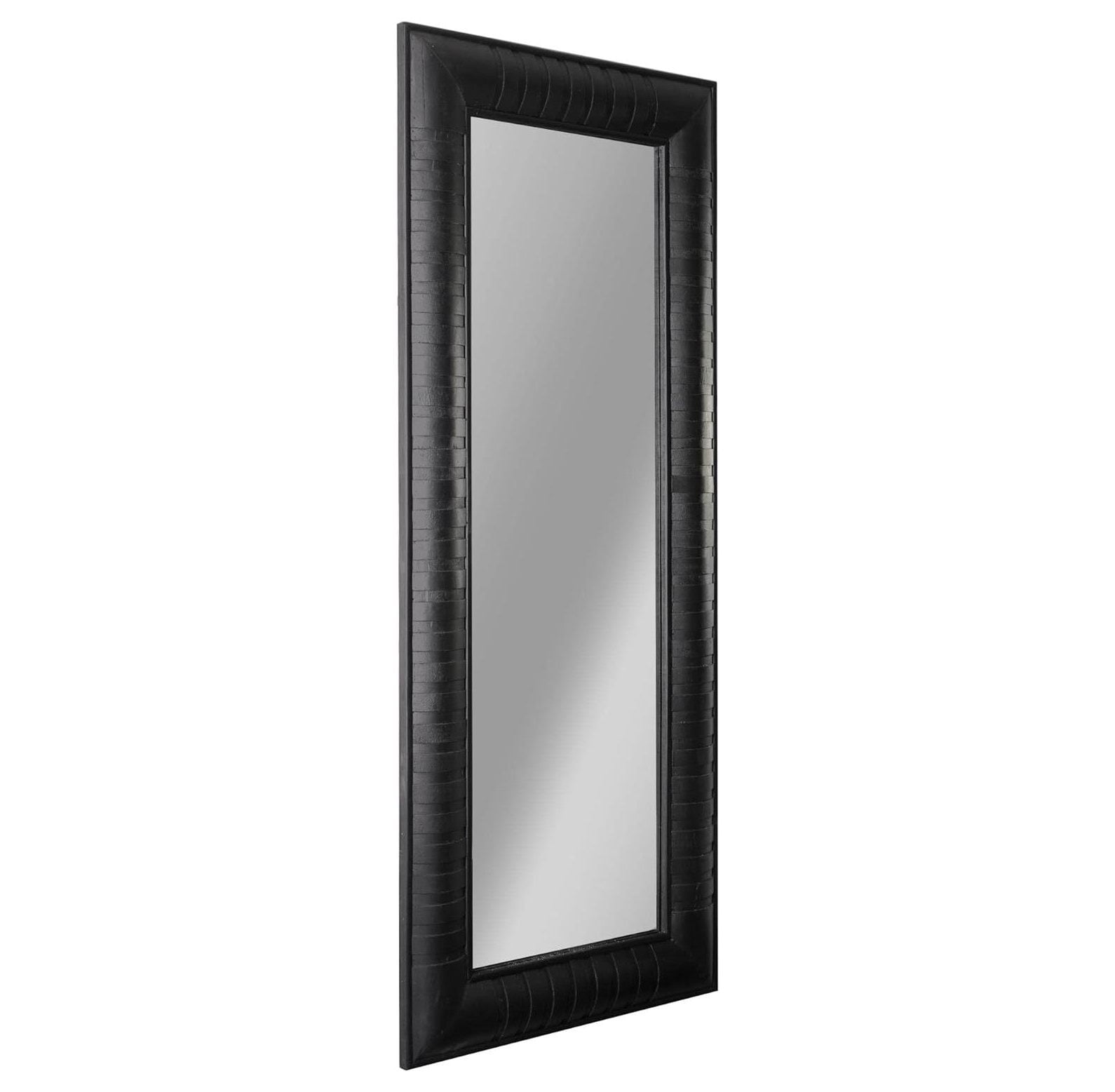 Quexis Black Wood Framed Long Full Length Wall Leaner Mirror 24 x 58