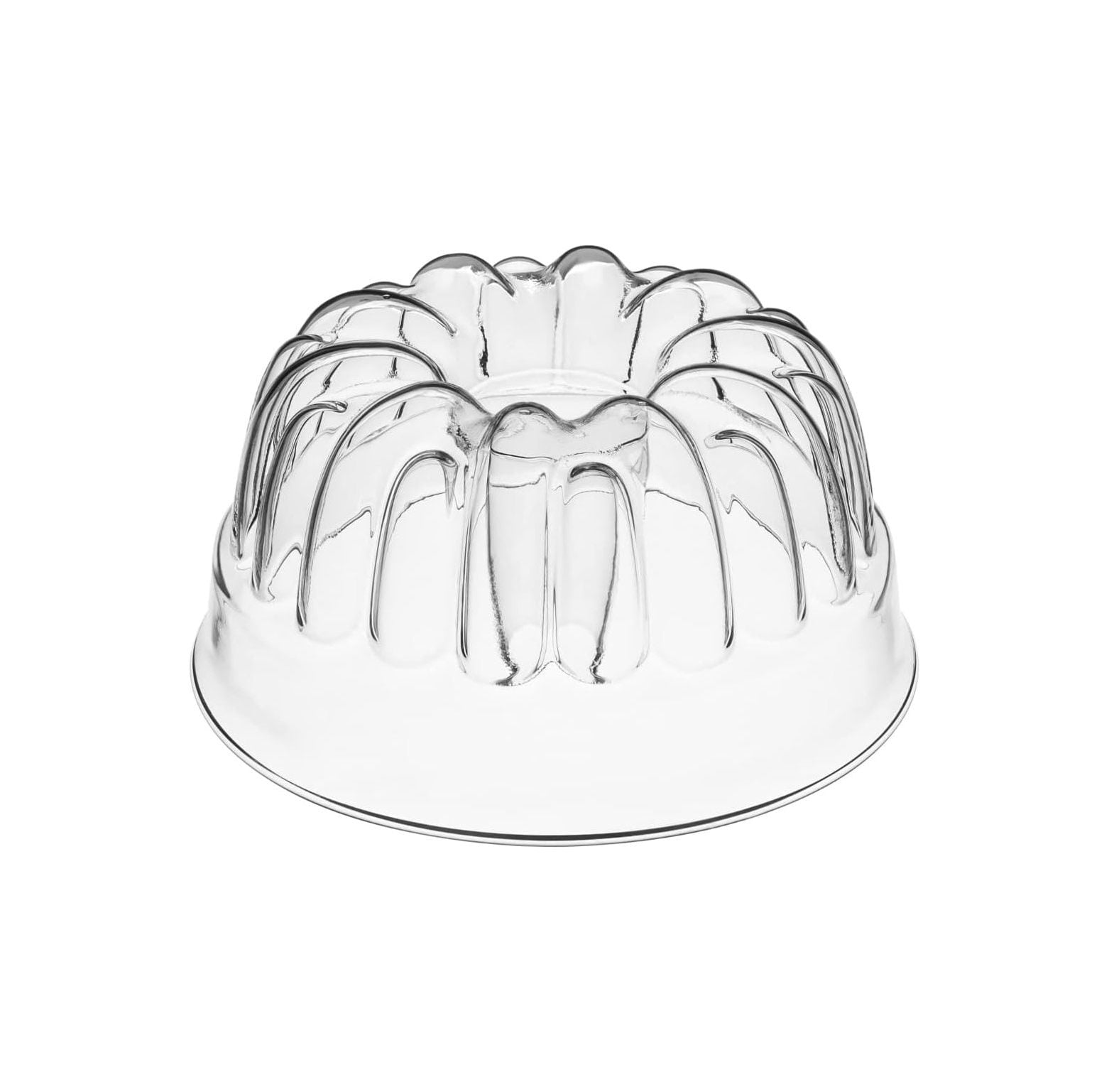 Quexis Clear Glass Fluted Bundt Pan, Heat, Cold, and Shock Proof, Holds