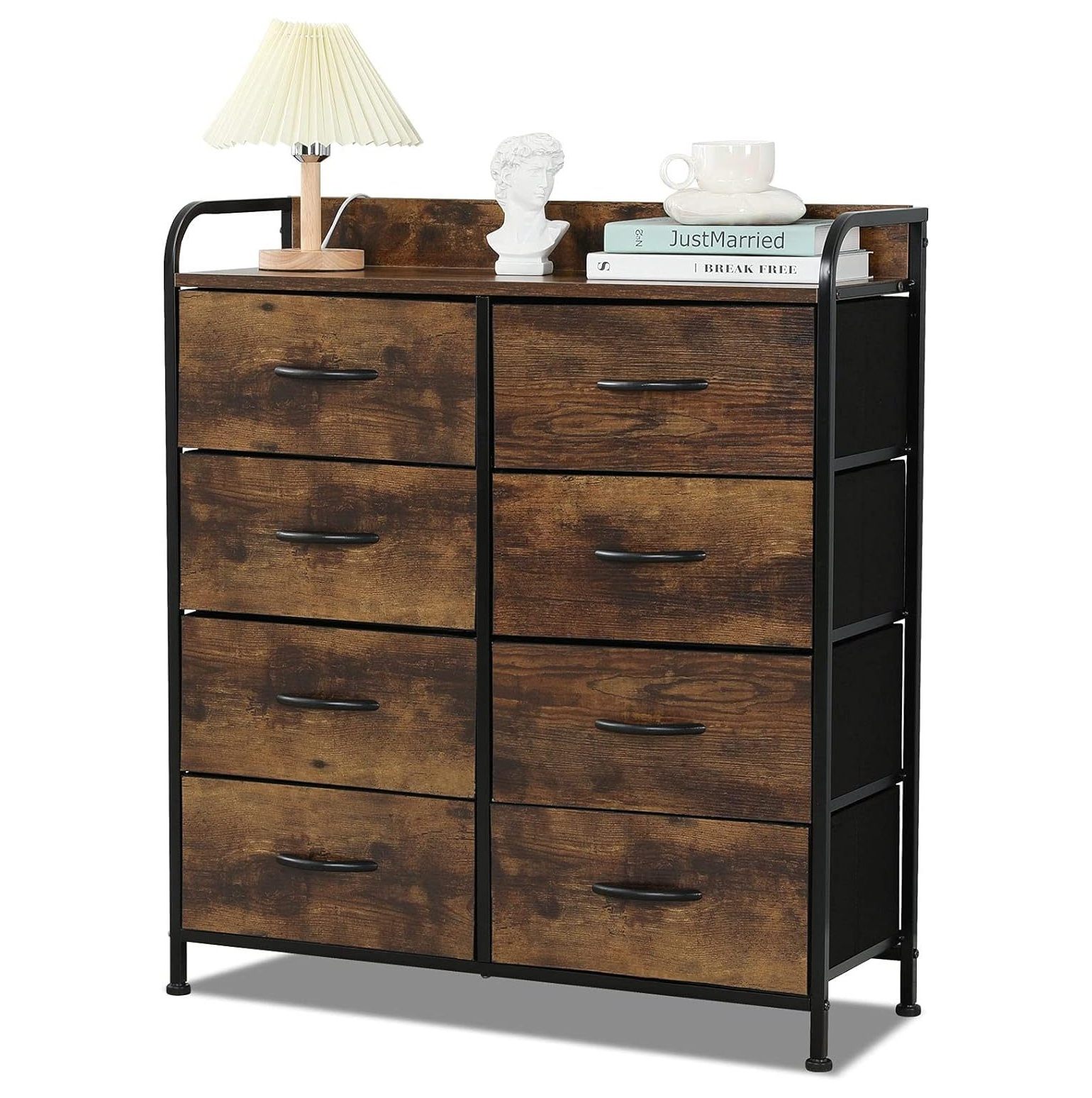 Quexis Drawer Dresser, Closet Storage Dresser with 8 Wooden Panel