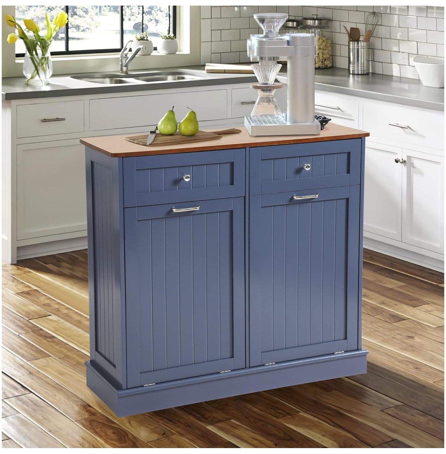 Quexis Dual Kitchen Trash Double Tilt Out Trash Can