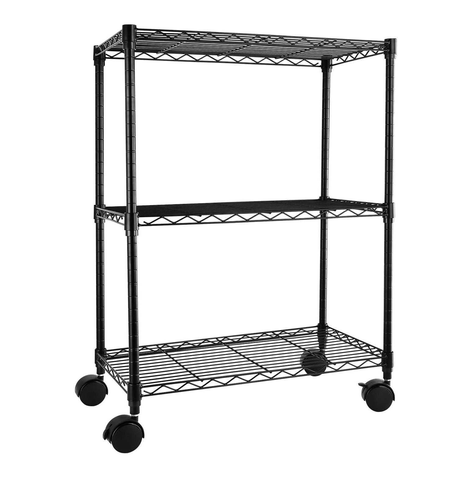 Quexis Heavy Duty 3Shelf Shelving with Wheels, Adjustable Storage