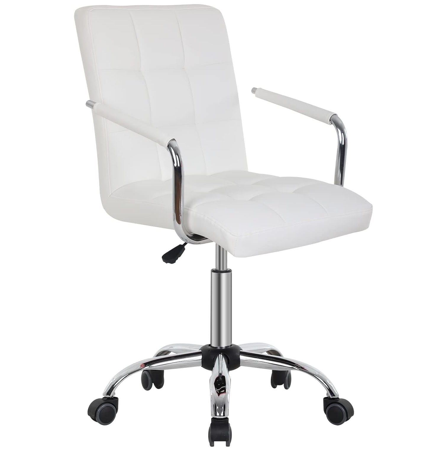 Quexis Home Desk Chair Midback Vanity Chair, PU Leather Makeup Chair