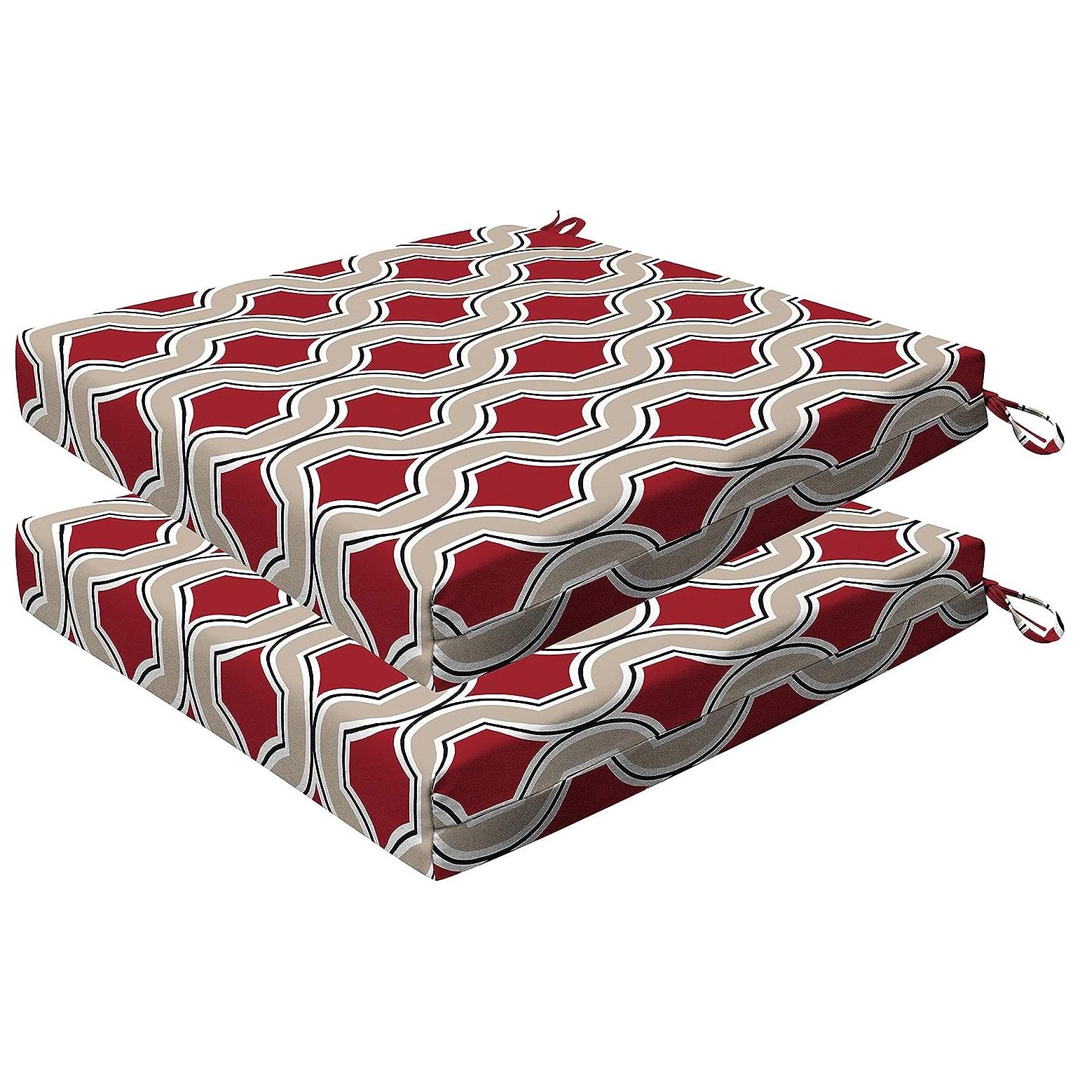 Quexis Indoor/Outdoor Soraya Scarlet Red Dining Seat Cushion Recycled Fiberfill, Weather