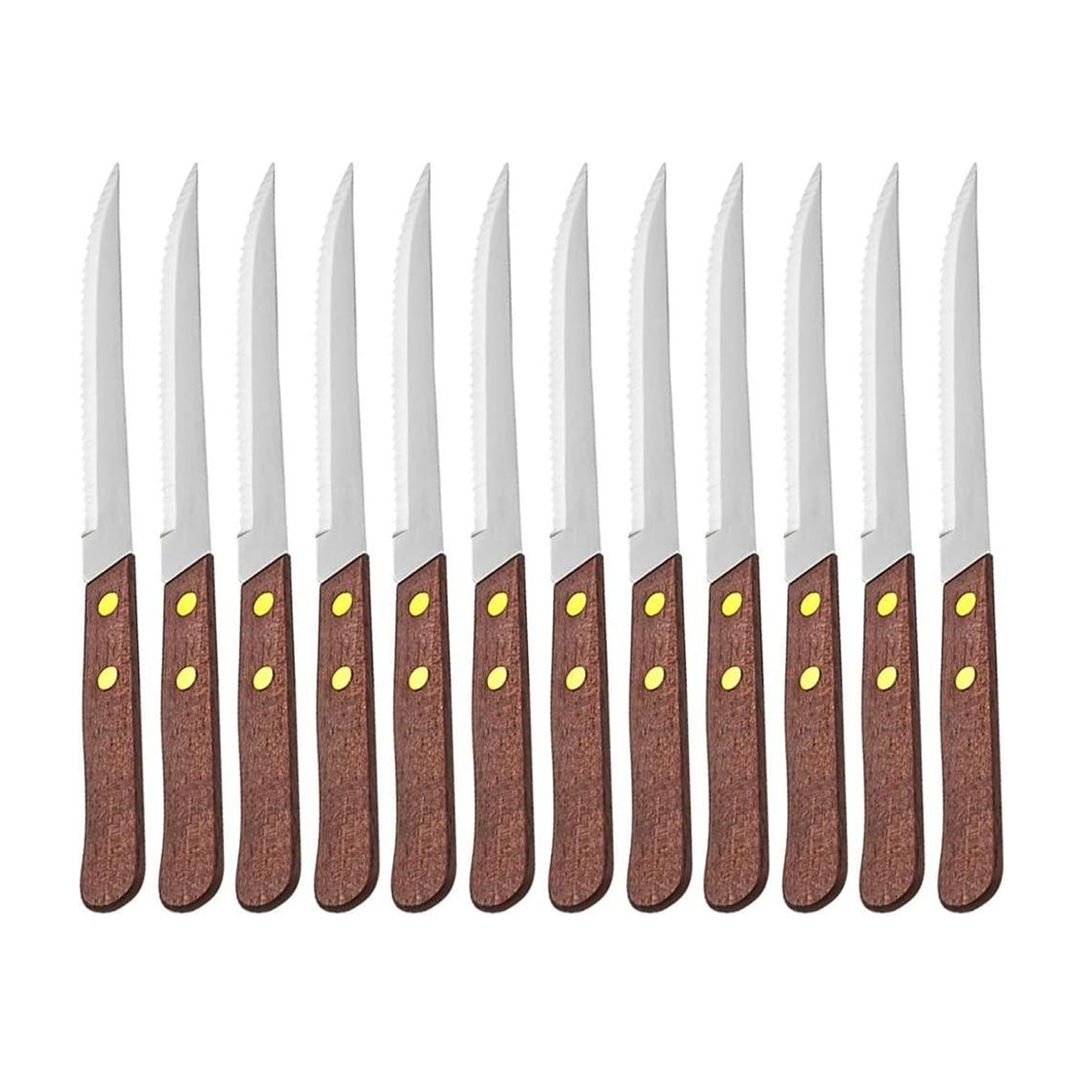 Quexis (Pack of 12) SerratedEdge PointedTip Steak Knives, 41/2Inch