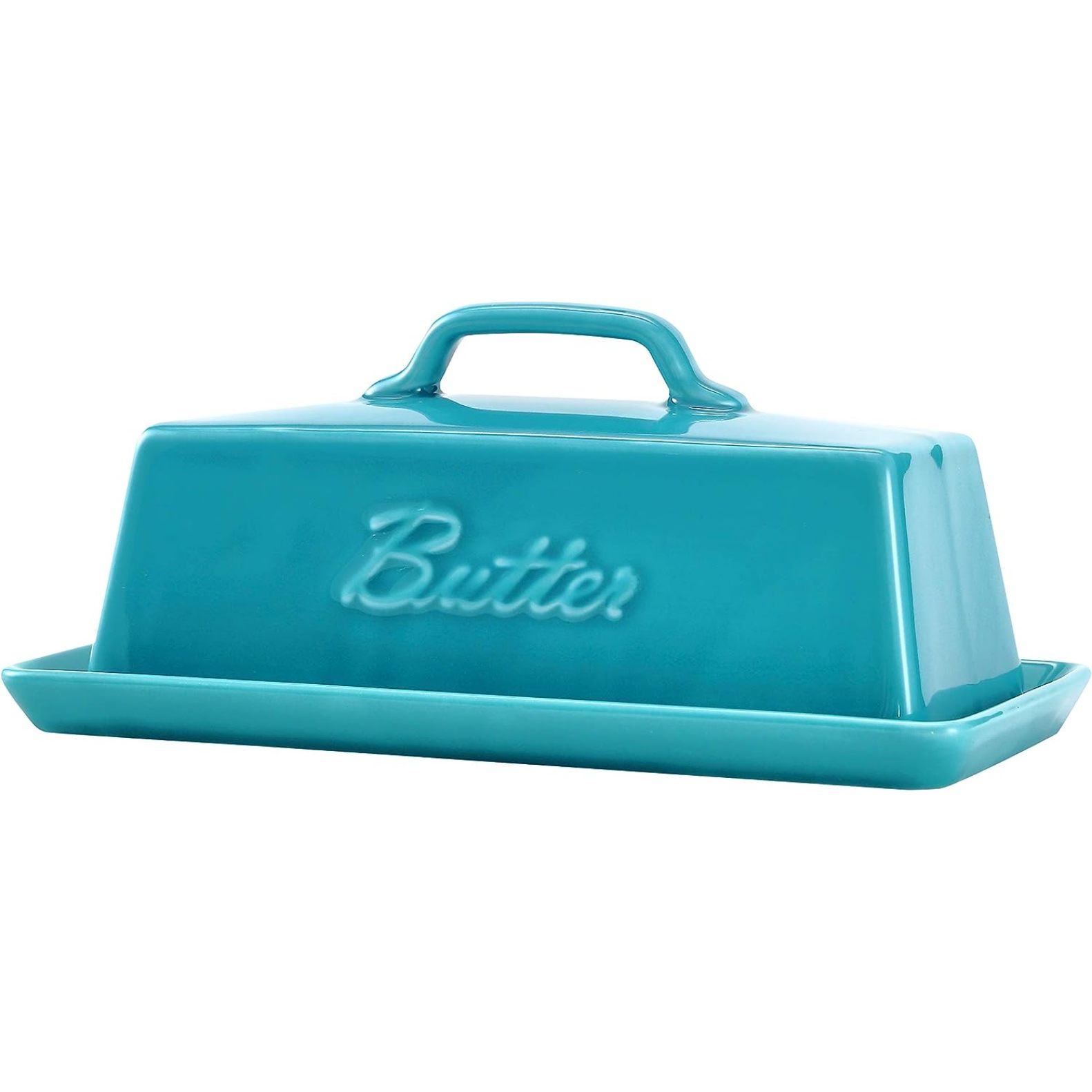 Quexis Porcelain Butter Keeper With Handle Cover, French Butter Dish