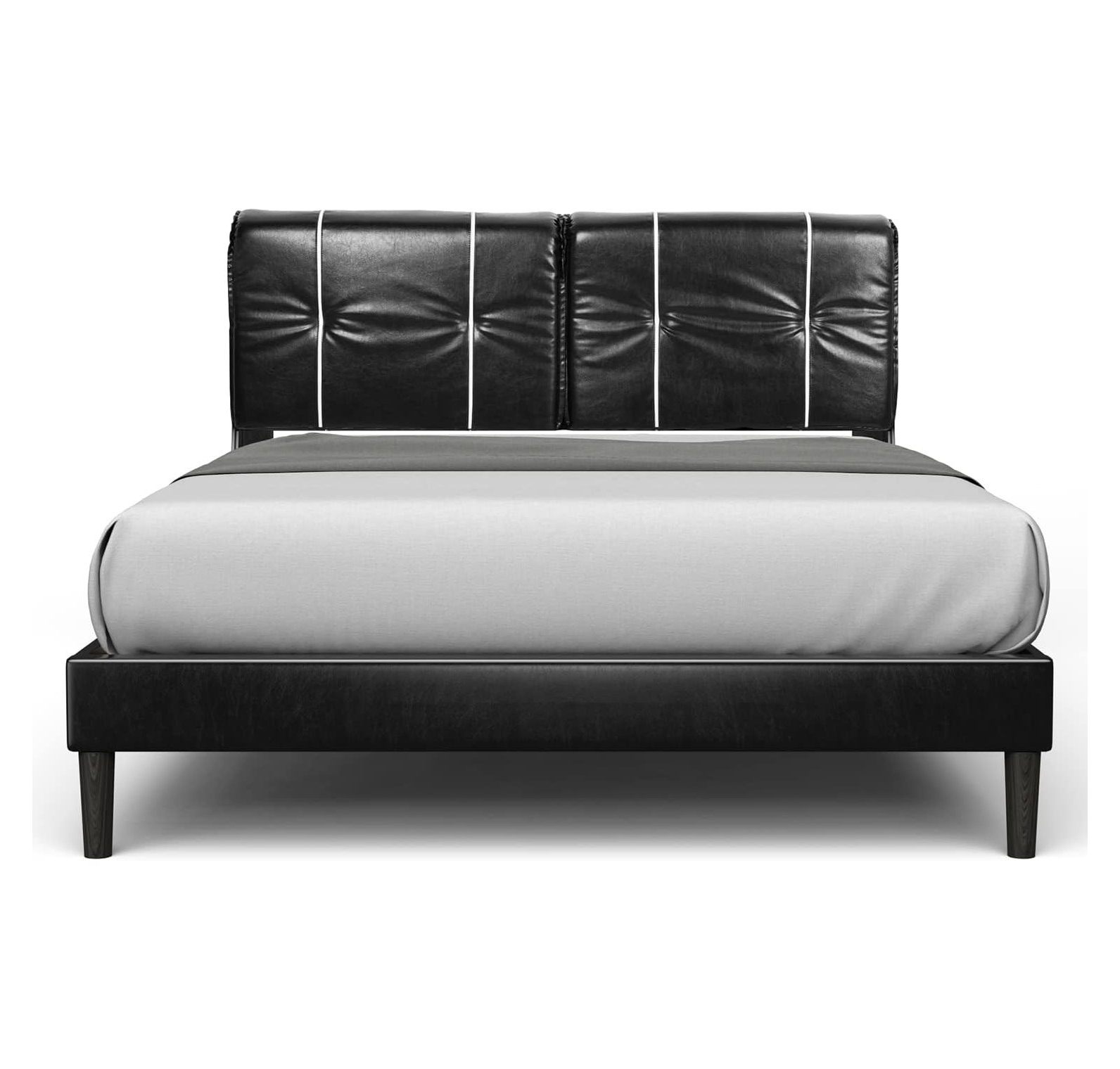 Quexis Queen Size Bed Frame Upholstered Low Profile Modern Platform Bed