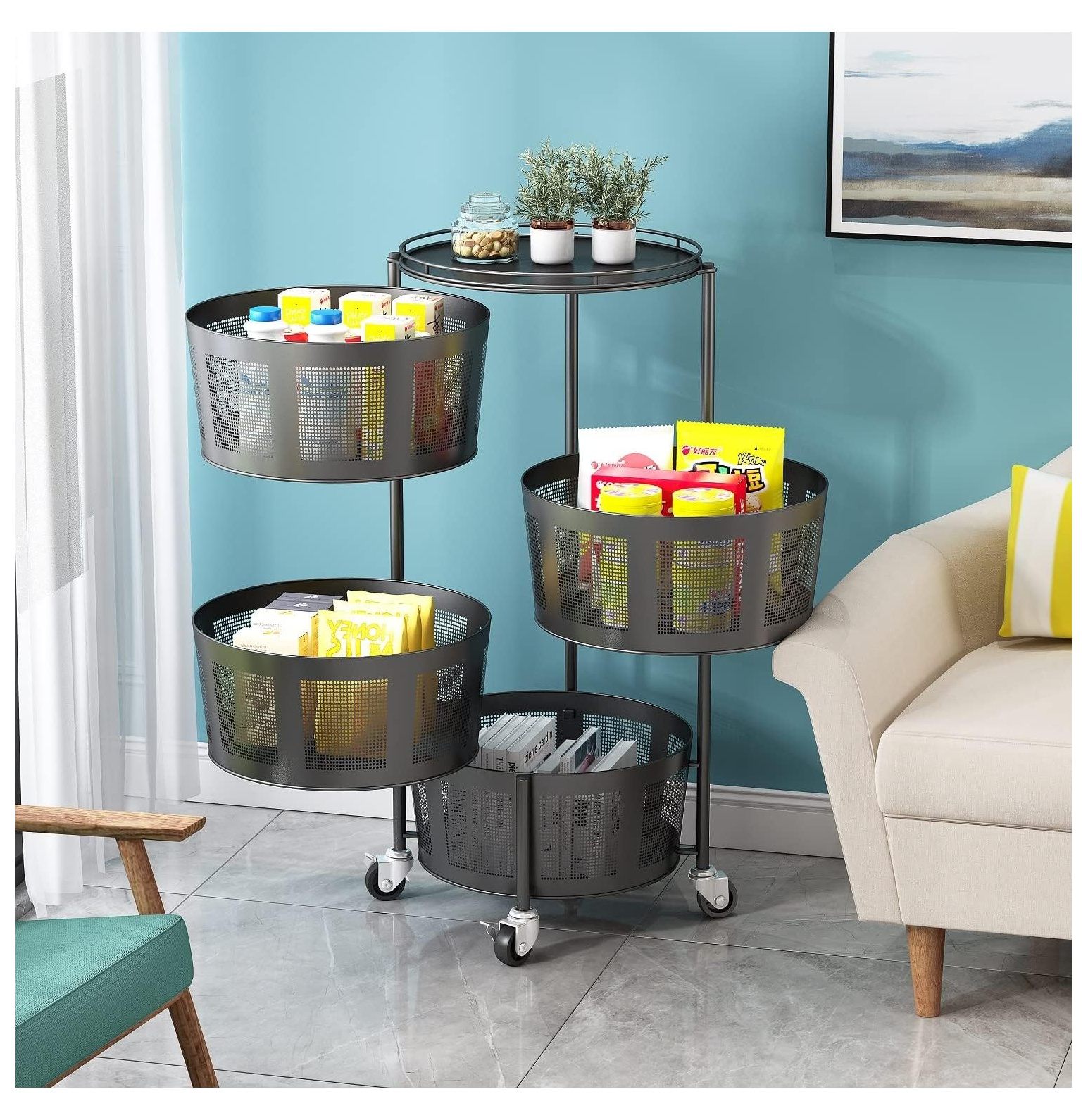 Quexis RackRotating Vegetable Rack FloorStanding Rotating Shelf