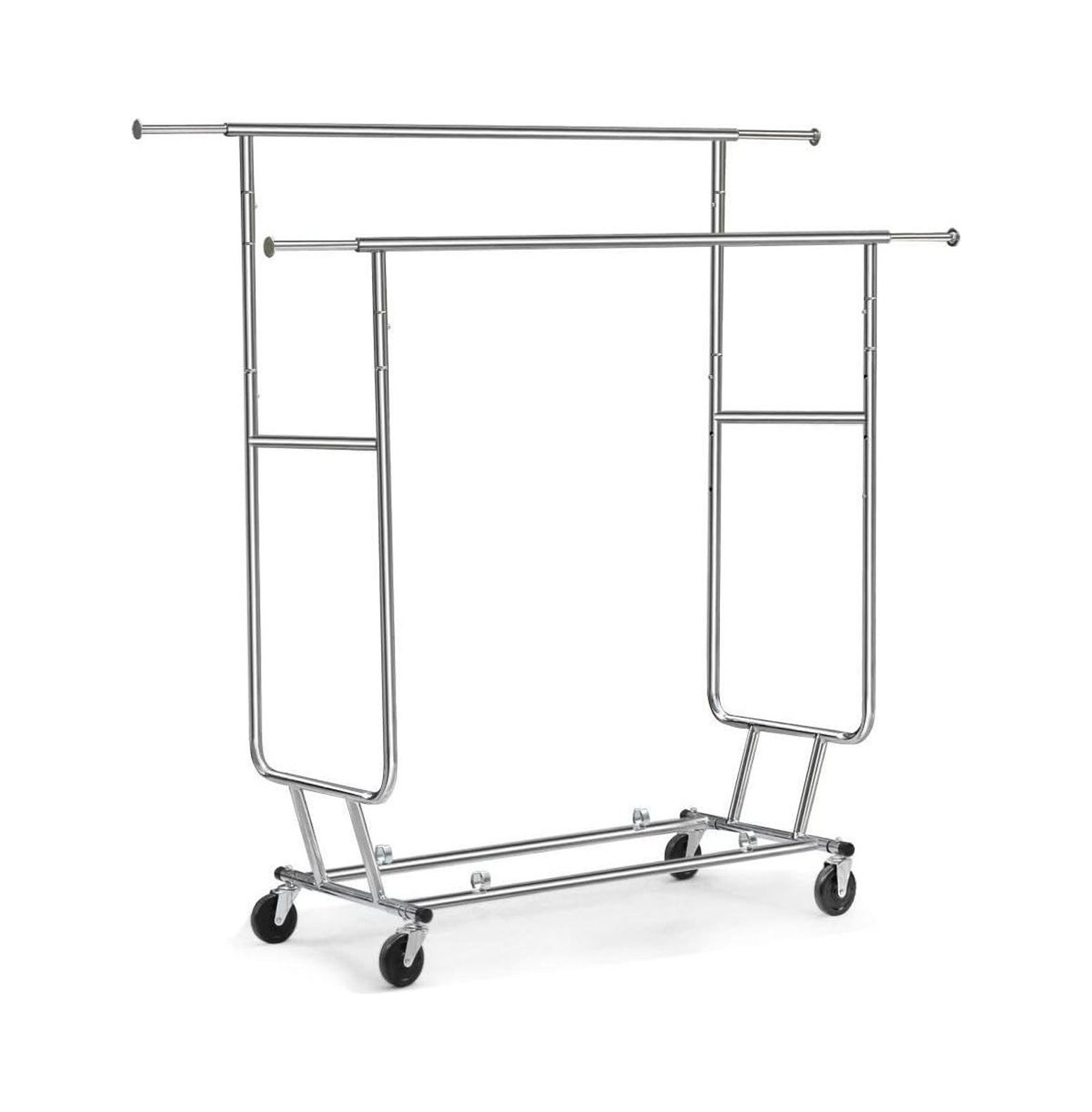 Quexis Rolling Clothes Rack 250 lbs Load Capacity Double Rail Garment