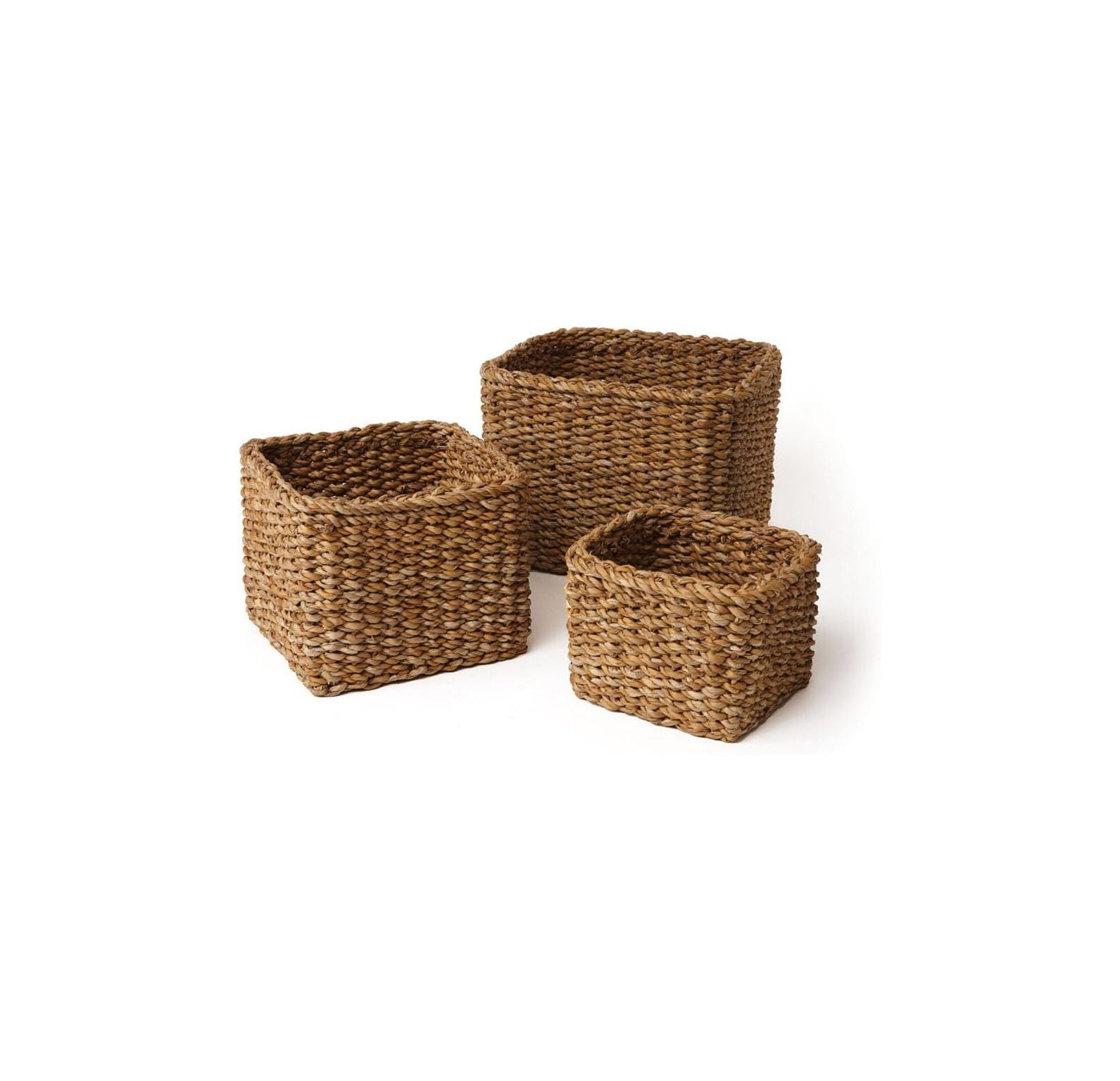 Quexis Seagrass Small Square Baskets, Set of 3