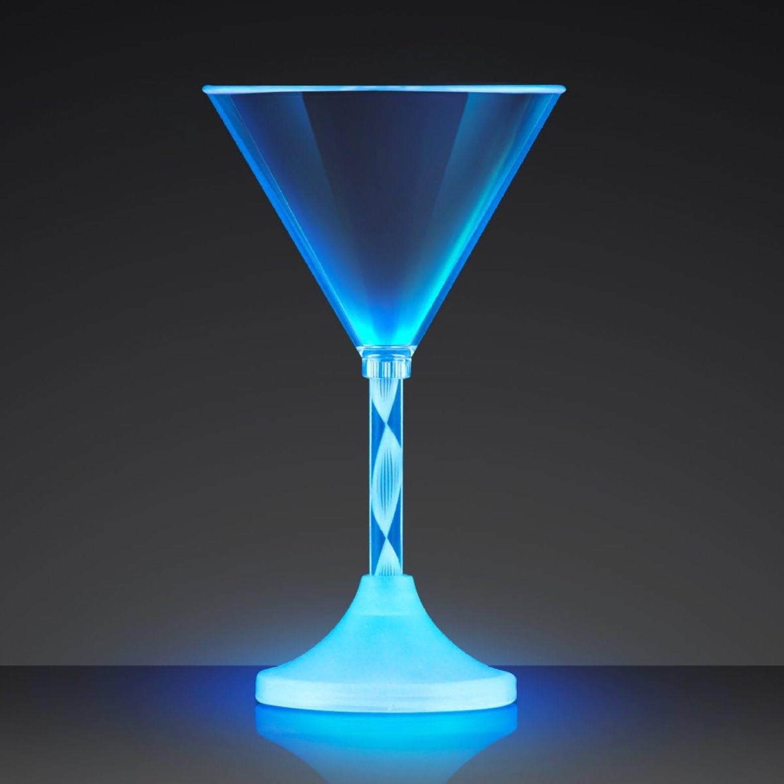 Quexis Set of 4 Light Up Martini Glasses with Long Spiral Stem and