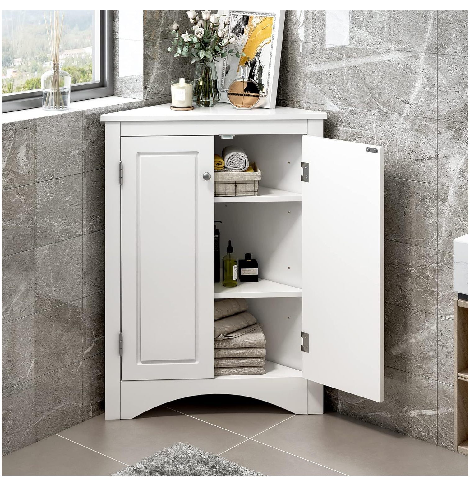 Quexis Small Corner Bathroom Storage Freestanding