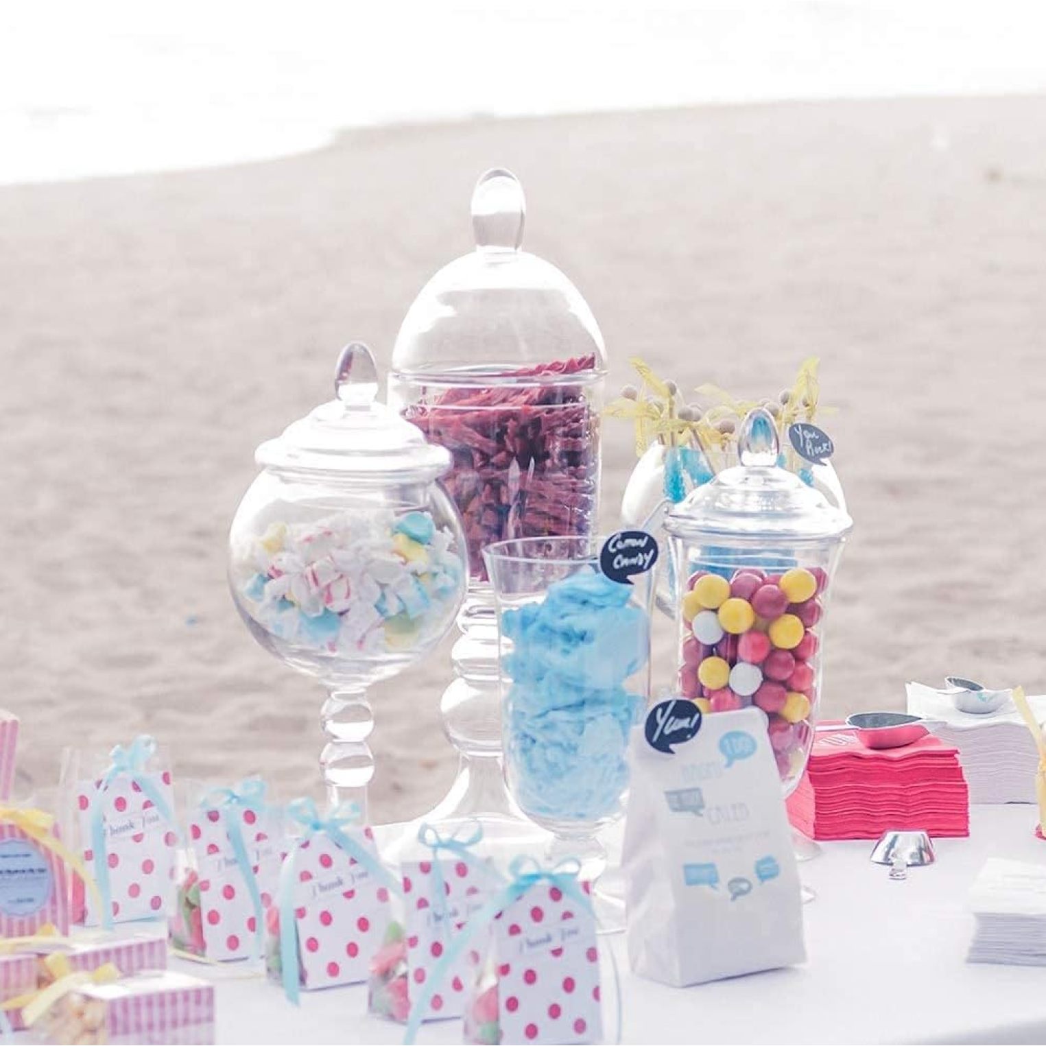 Quexis Small Glass Apothecary Candy Jar Footed Globe Bowl with Lid