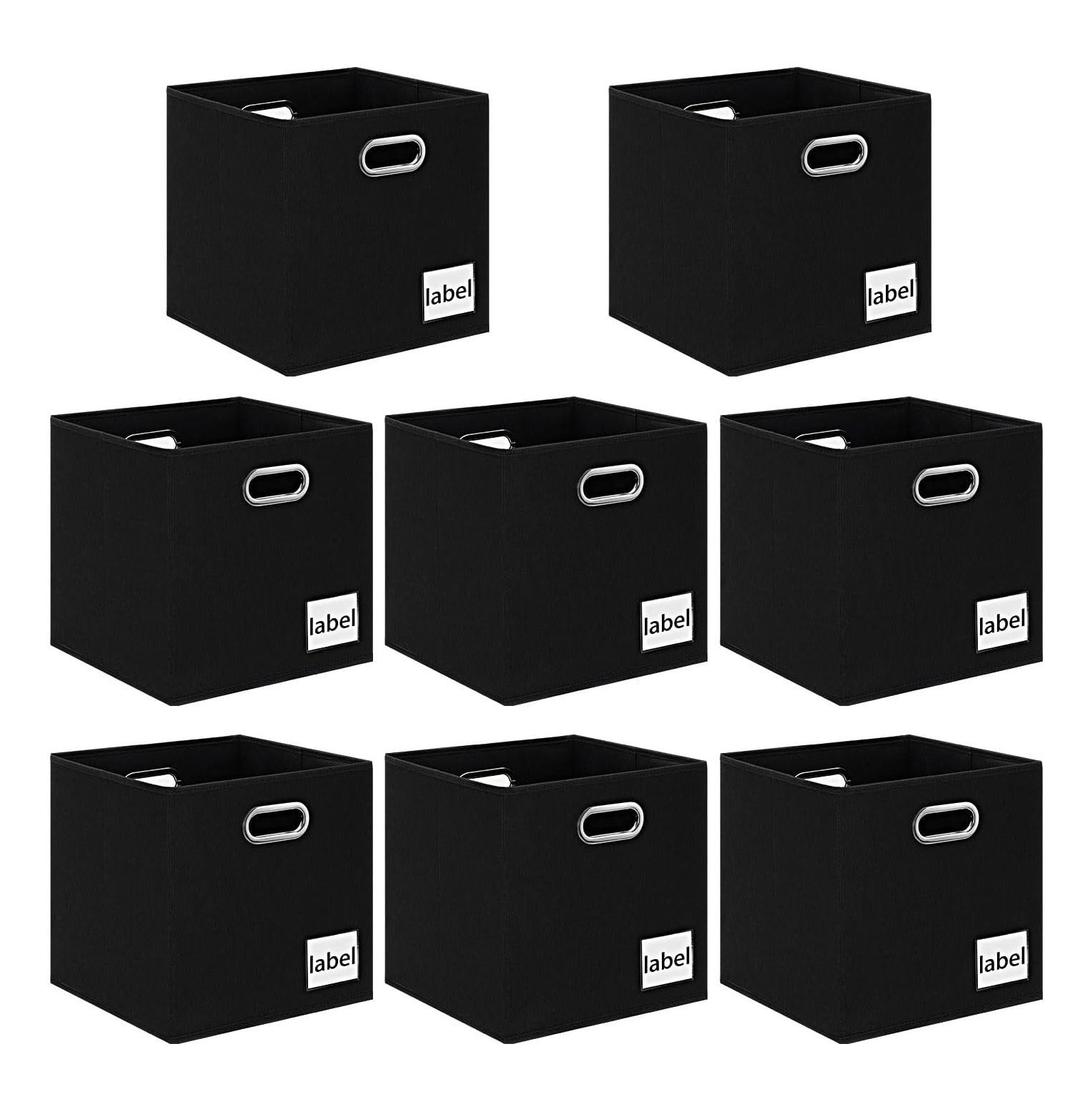 Quexis Storage Cubes 8 Pack, 11 Inch Cube Storage Bins with Label Cards