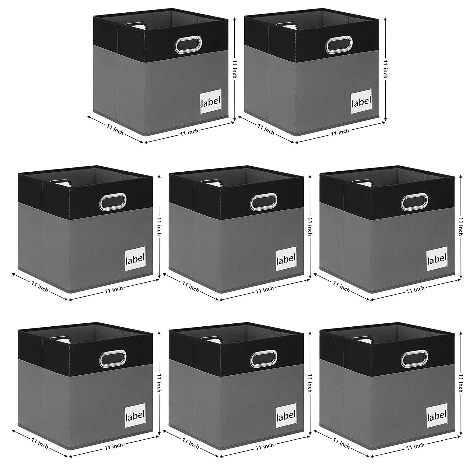 Quexis Storage Cubes 8 Pack, 11 Inch Cube Storage Bins with Label Cards