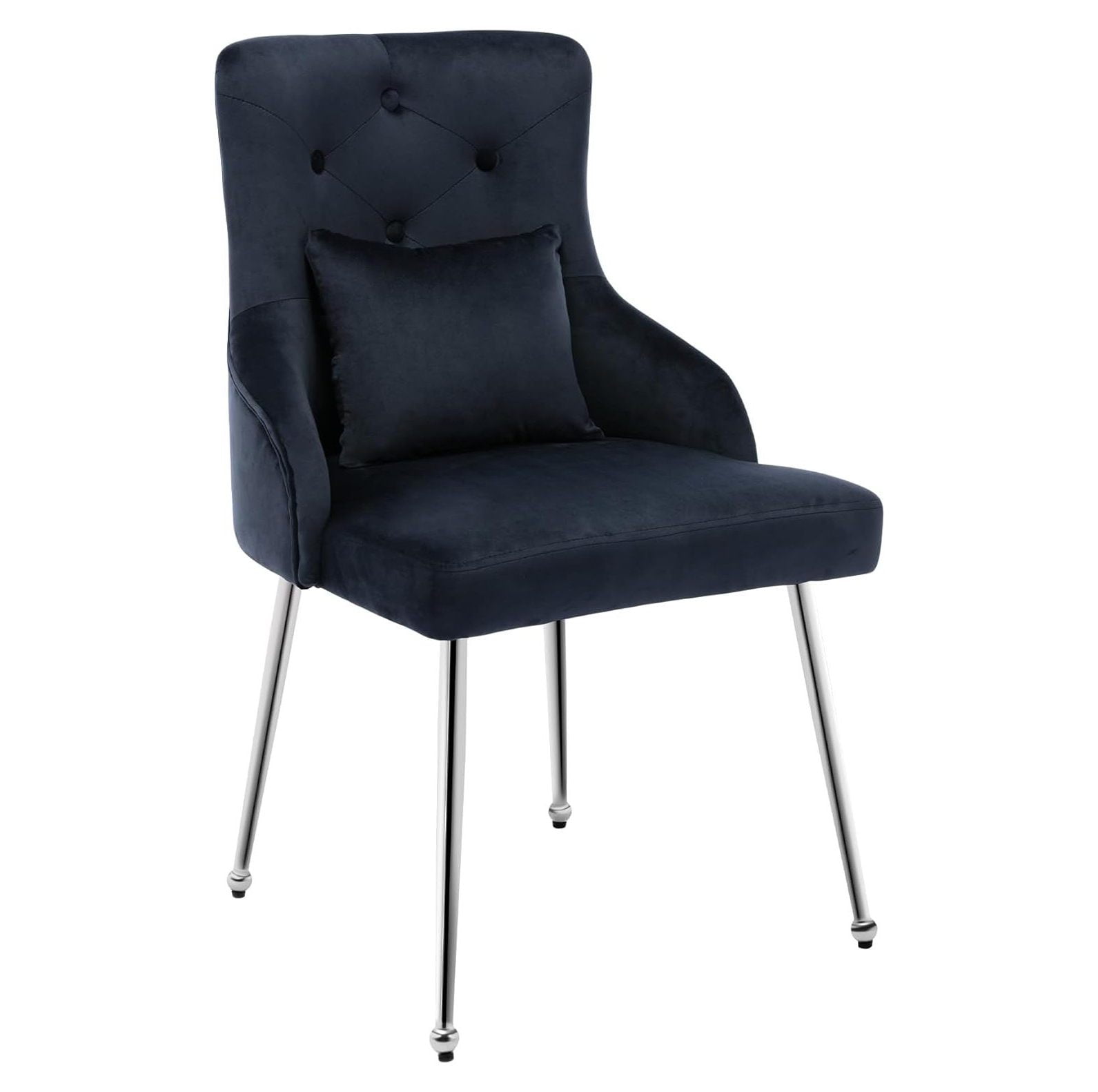 Quexis Velvet Dining Chair, Upholstered Vanity Chair with Tufted Back