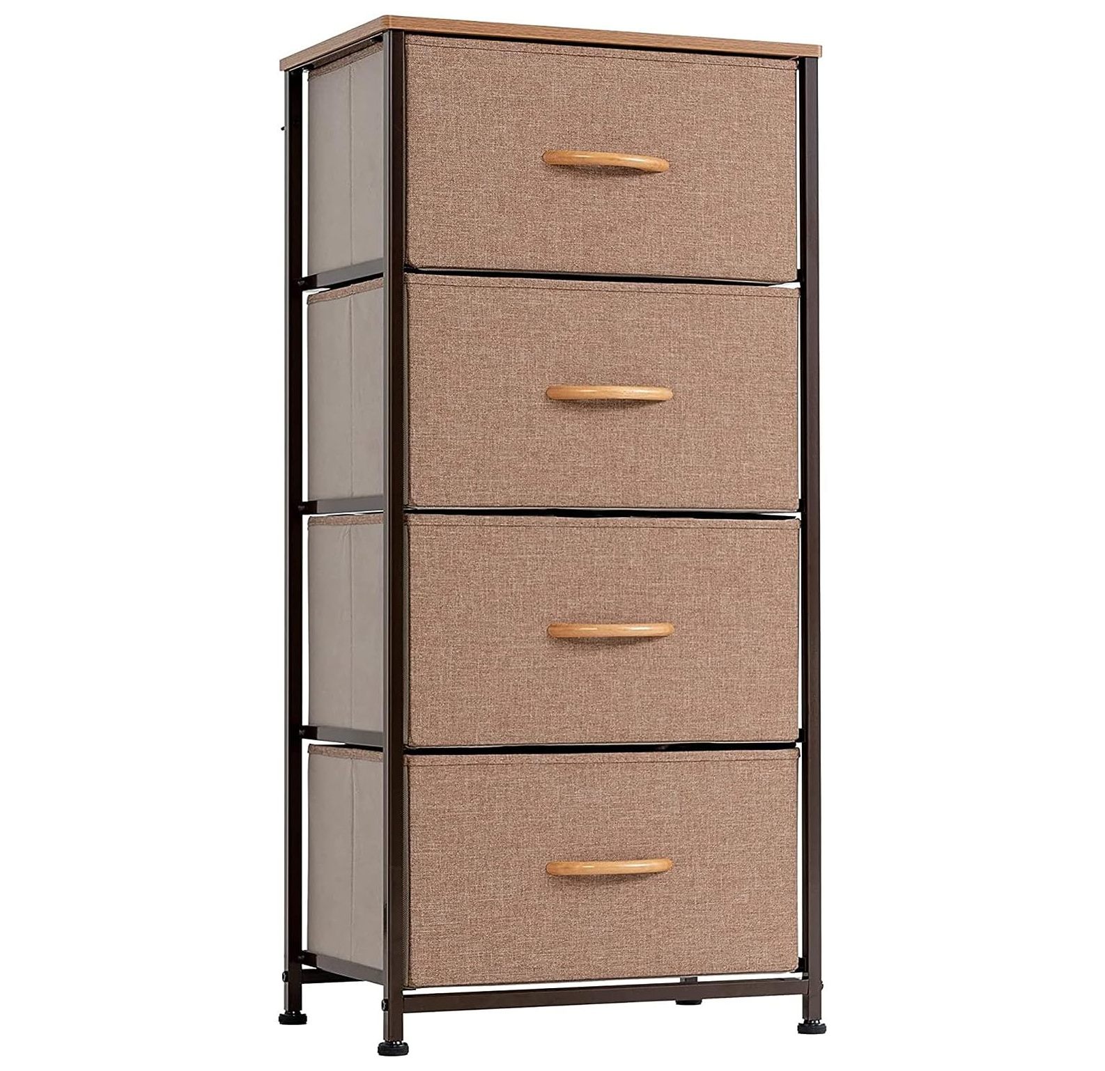 Quexis Vertical Dresser Storage Tower, Steel Frame, Wood Top, Easy Pull