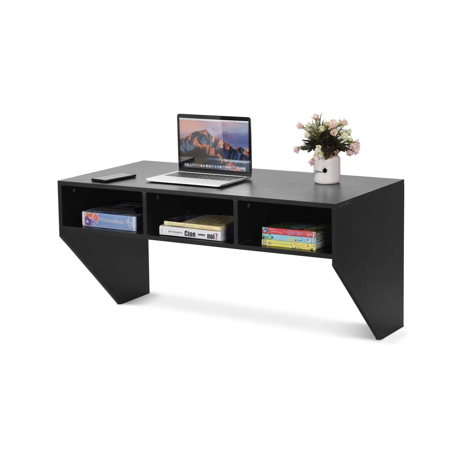 Quexis Wall Mounted Desk Hutch, 42.5inch Floating Laptop Table Writing