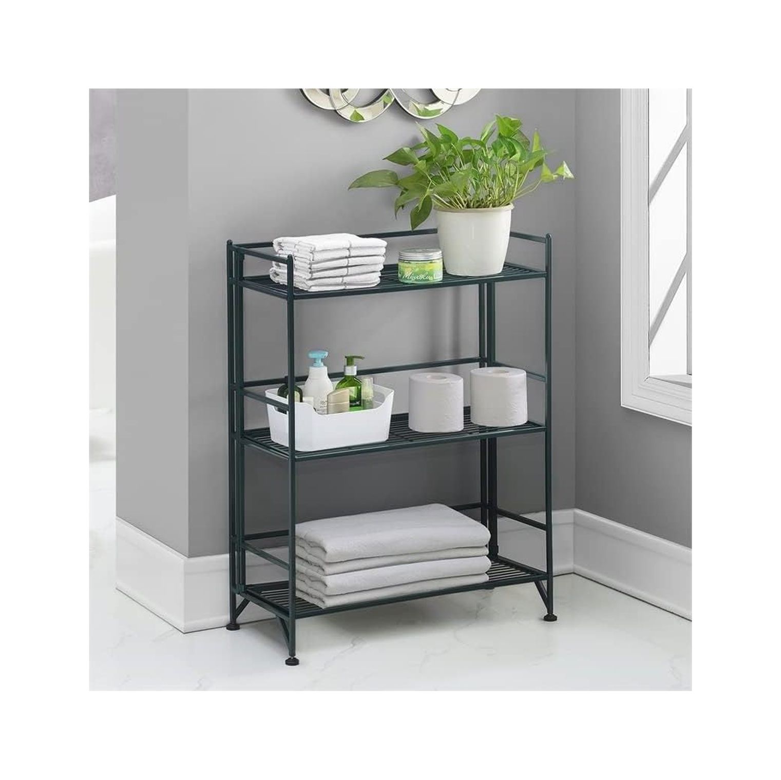 Quexis Xtra Storage Shelves 3Tier Wide Folding Metal Shelving