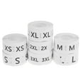Qugx 7 Rolls XS to 3XL Labels for All Apparel Types Adhesive size label