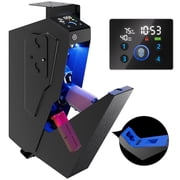 Quick Access Biometric Mounted Safe   Drop-Down Design with Fingerprint, Passcode & Key   Compact Security Box for Home or Office Valuables