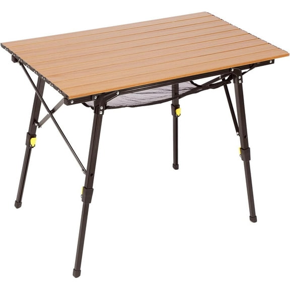 Quick Adjust Roll-Up Table, Aluminum Folding Table with Carrying Bag and Adjustable Legs for Outdoor, Beach, Picnic, Backyards, BBQ and Party, Sliver, Large