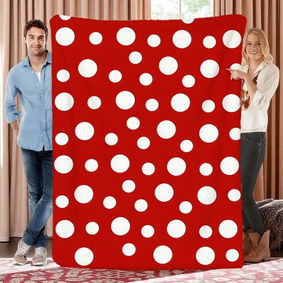 Quick Arrival Comfortable Red and White Polka Dot Design Blanket Super Soft and Cozy Throw Lightweight and Durable Suitable for Sofa Bed Travel and Camping Ideal Gift Choice Flannel Fabric