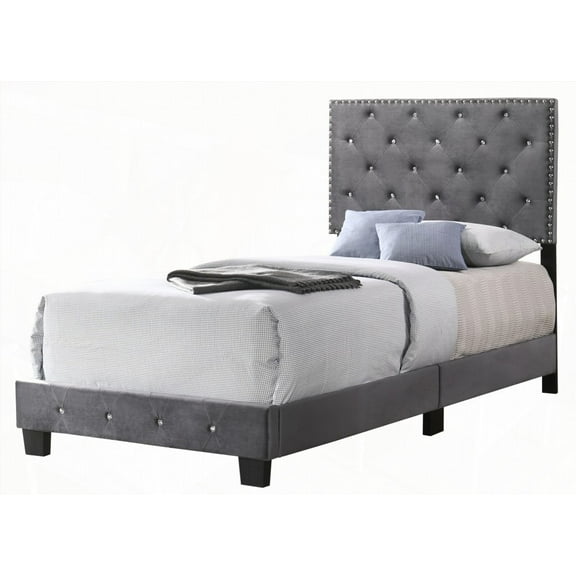 Charming Gray Twin Bed Offering Quick Assembly & Solid Comfort