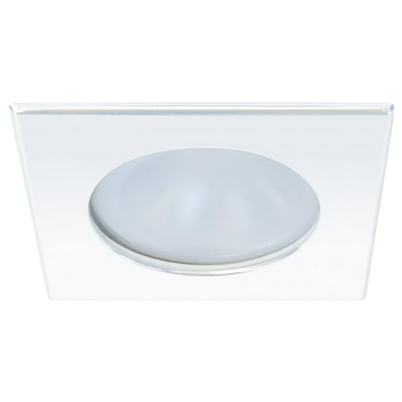 Quick Blake XP Downlight LED - 6W, IP66, Screw Mounted - Square White Bezel, Round Warm White Light