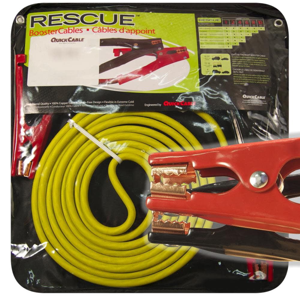 Quick Cable 16 Ft. 1 Gauge 500 Amp Rescue Mechanic Clamp Heavy Booster ...