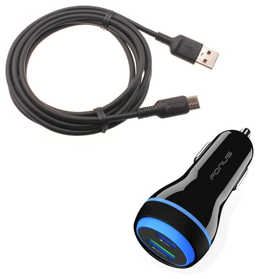 Quick Car Charger for Consumer Cellular Verve Snap/Connect - 43W 2-Port USB Cable Type-C PD Power Adapter DC Socket for Consumer Cellular Verve Snap/Connect