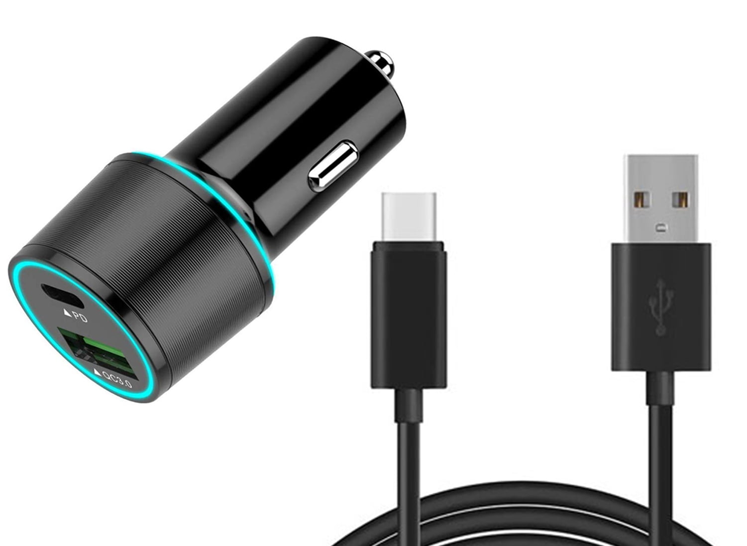 Quick Car Charger for Nokia G90/G100/G300/G310 5G - 36W 2-Port USB Cable Type-C PD Power Adapter for Nokia G90/G100/G300/G310 5G