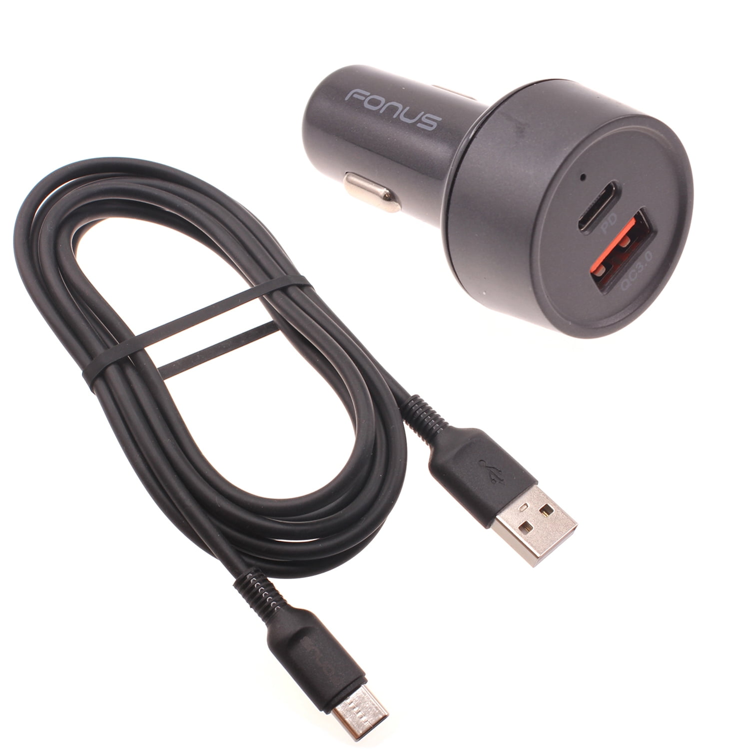 Quick Car Charger for Nokia XR20/XR21 - 36W 2-Port USB Cable Type-C PD Power Adapter DC Socket for Nokia XR20/XR21