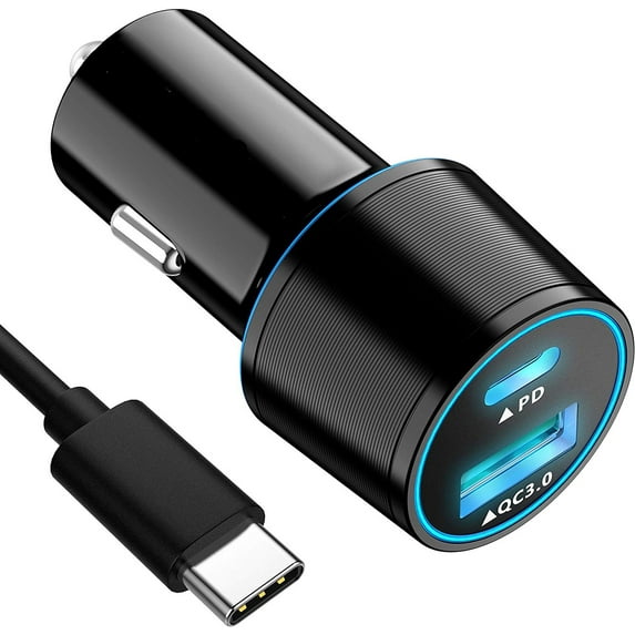 Quick Car Charger for TCL 40 XL/XE/X/NxtPaper - 36W 2-Port USB Cable Type-C PD Power Adapter for 40 XL/XE/X/NxtPaper