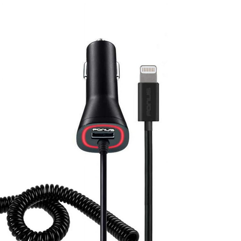 Quick Car Charger for iPhone 11 12 Pro Max Mini XS XR X 7 8 Plus Power Adapter USB Port DC Socket Fast Charge Plug in Coiled A2X