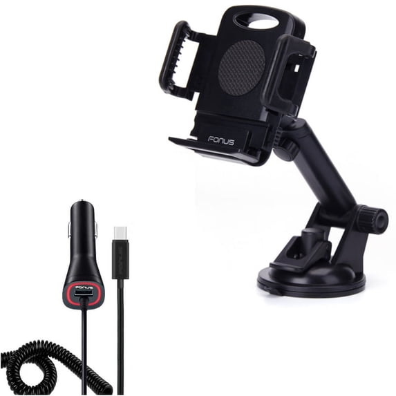 Quick Car Charger w Car Mount for Samsung Galaxy A73 5G,A53 5G,A33 5G,A13 5G,A03s Phones - Type-C Power Adapter DC Socket, Dash Windshield Holder Telescopic