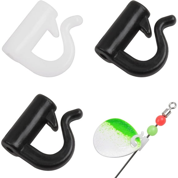 Quick Change Spinner Clevis - 200pcs Fishing Plastic Quick Snaps for Spinner Blades Plastic Fishing Clevis for Spinners Walleye Spinner Rig Crawler Harness Spinner Making Clevis Black/White