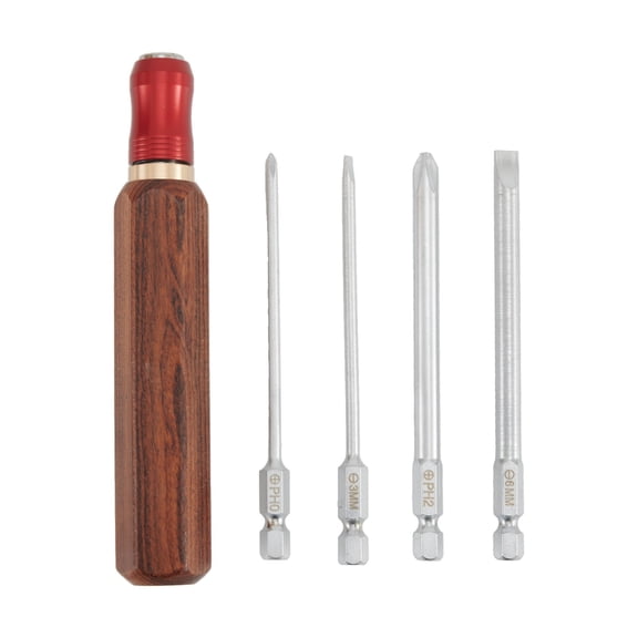 Quick Change Wooden Handle Screwdriver With Cross Slotted Screwdriver Bit Wood Handle Screwdriver Hand Tool Quick Release Driver