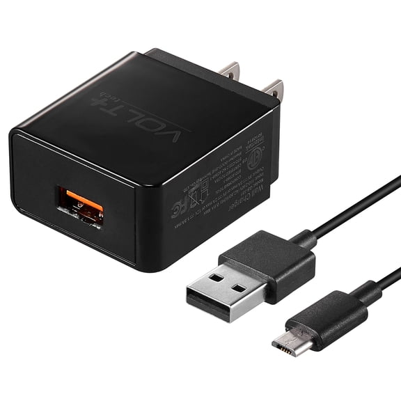 Quick Charge 18W USB Wall Kit Works with Media Logitech Keyboards includes Hi-Power Adaptive MicroUSB 5ft Cable!