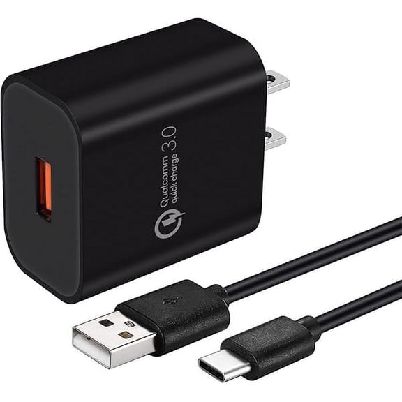 Quick Charge 3.0 Adaptive 18w Fast Charging Wall Charger Compatible with Samsung Galaxy A20 A30 A51 A50 A70 A80,A10E A20E A20S A30S A50S A40,Galaxy S8 S9 S10 Plus,Note 9 8 with 5Ft Type C Cord