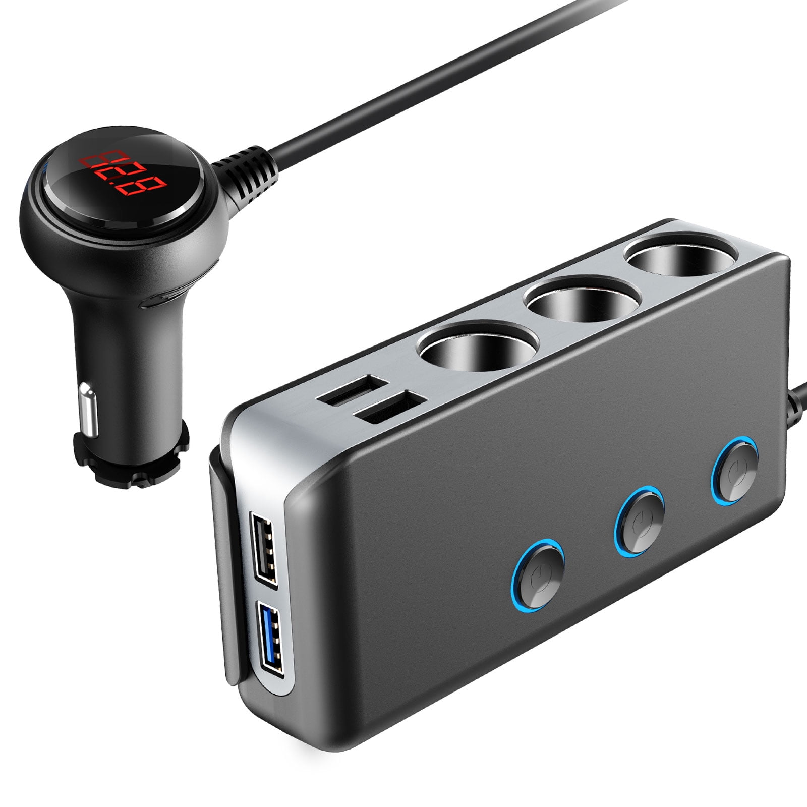 12V USB Outlet 2 Pack, Dual Quick Charge 3.0 12V Socket USB Charger with  LED Voltmeter