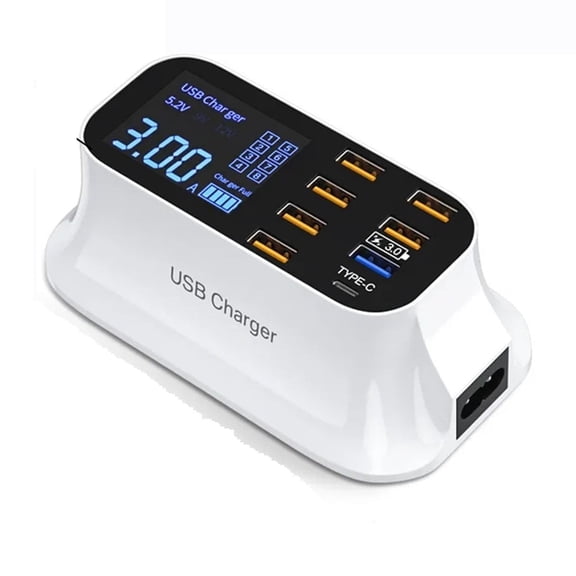 Quick Charge 3.0 Smart USB Type C Charger Phone USB Charger Fast Charging Desktop Socket Adapter Station Led Display