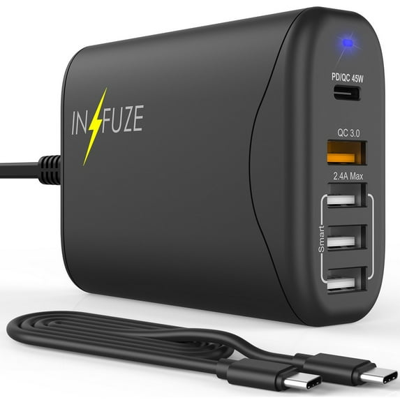 Quick Charge 3.0 Type-C USB Fast Charging Station [5 Ports for Multiple Devices] with AC Wall Outlet Power Supply for Sonim XP5s, XP8